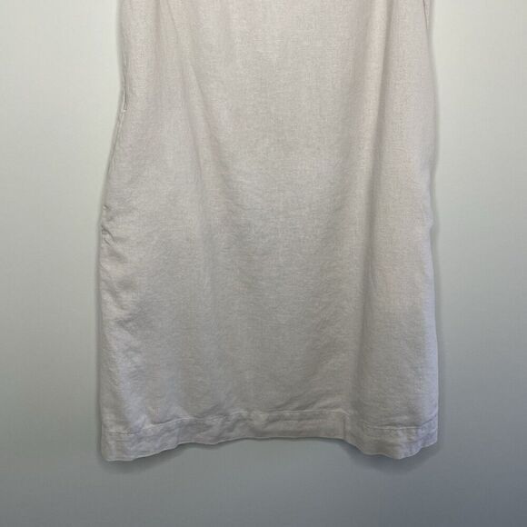 J.CREW Mini Dress Women 2 Beige Linen Blend Sleeveless Shift Pockets CA406 - Picture 5 of 14